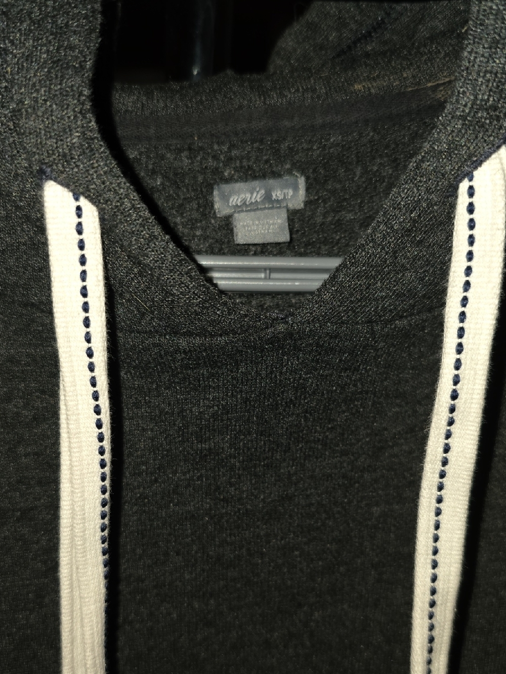 aerie Dark Gray Crewneck Sweater with White Drawstrings
